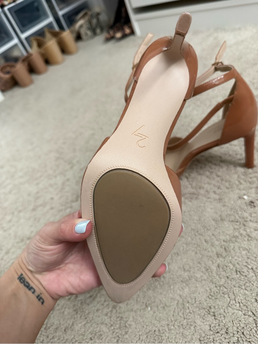 Naturalizer Brown Patent Leather Pointed Ankle-Strap Heels - Picture 4 of 7